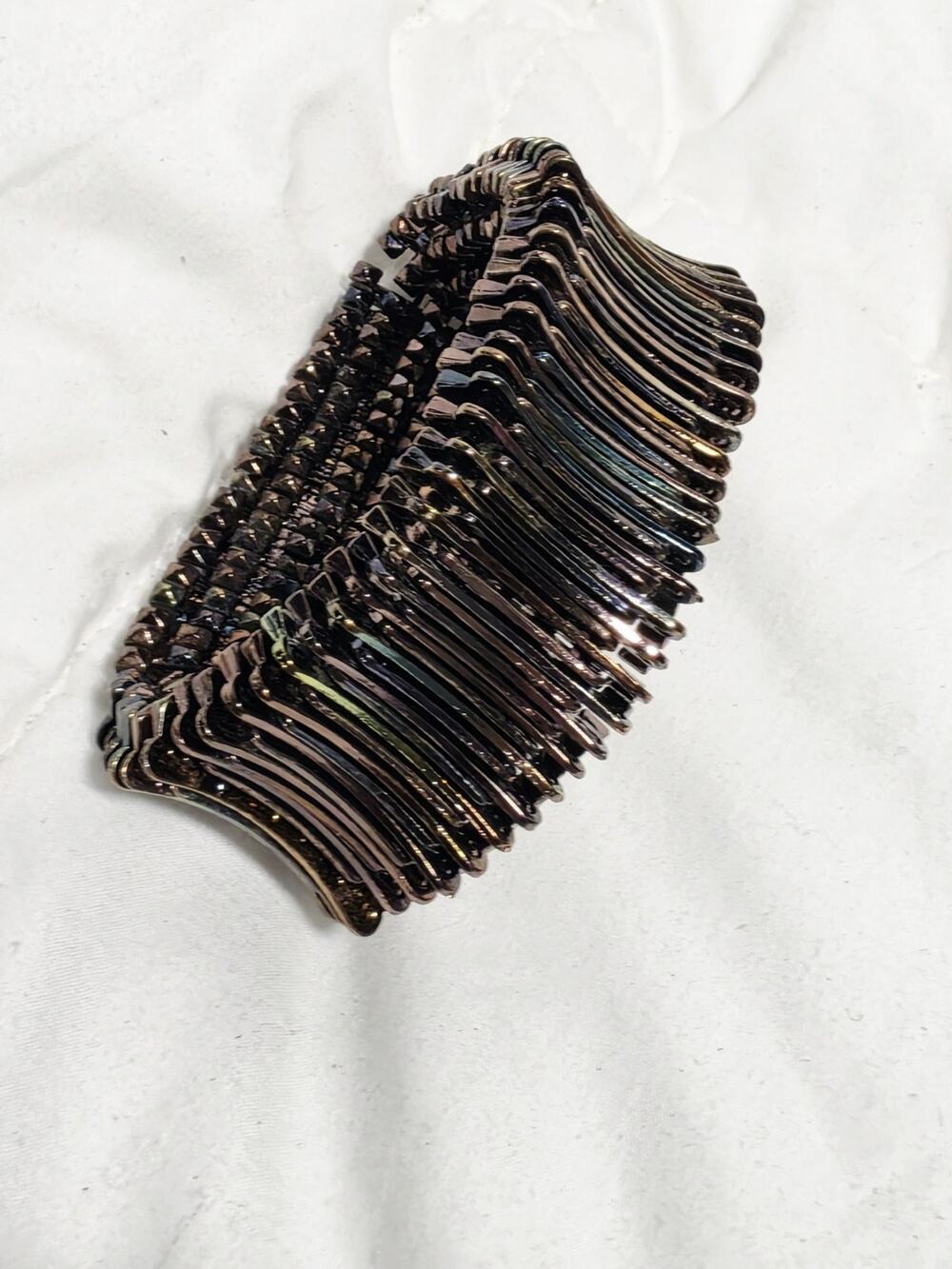 METAL BRONZE COLOR Bracelet Heavyb Stretchble Boho Retro Wimsy Goth Double Side